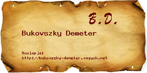 Bukovszky Demeter névjegykártya